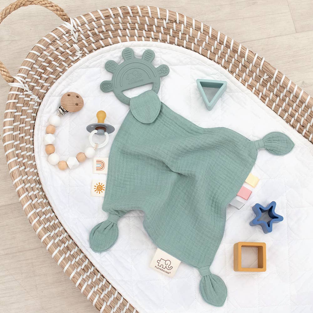 Silicone Muslin Comfort Teether - Sage