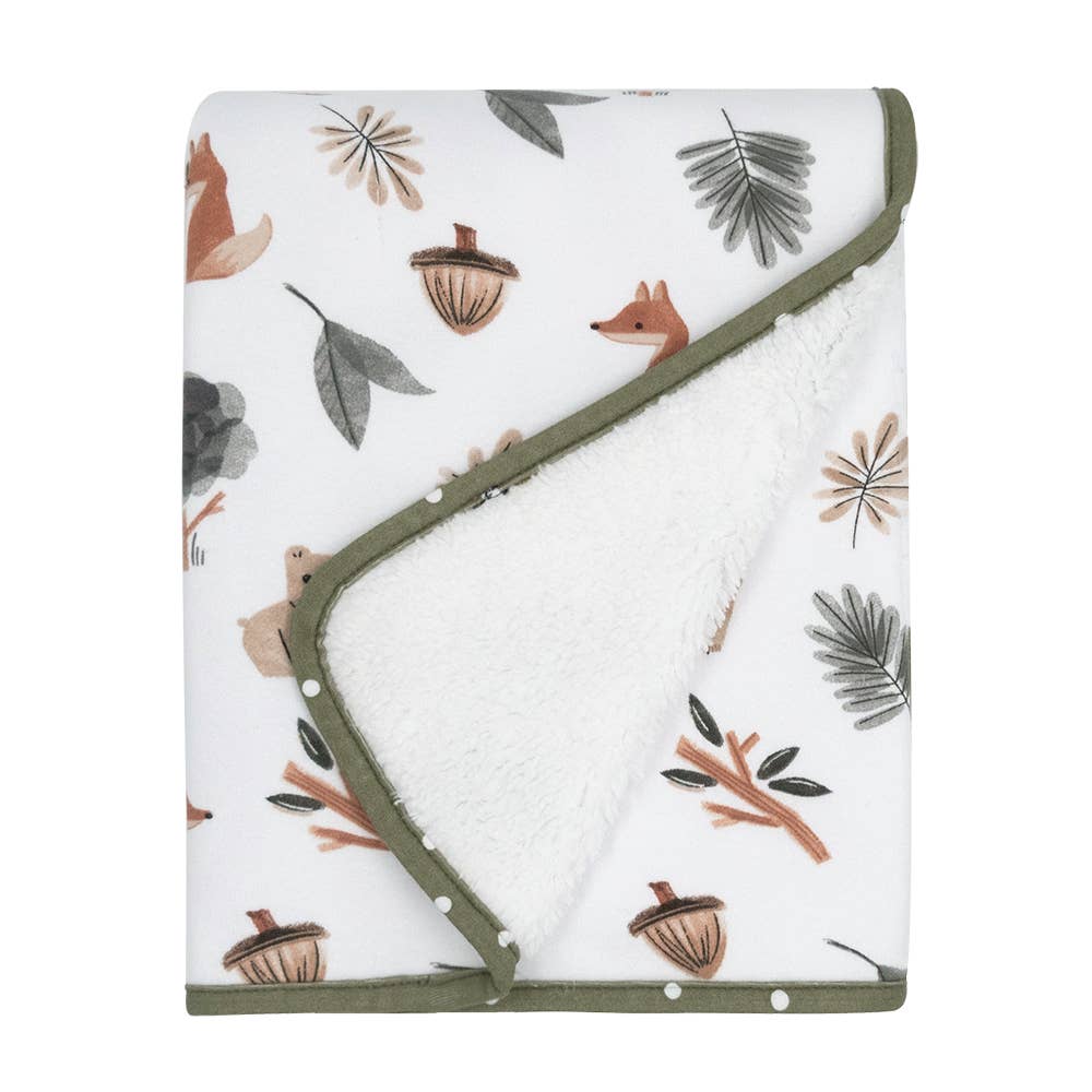 Jersey/Sherpa Pram Blanket - Forest Retreat
