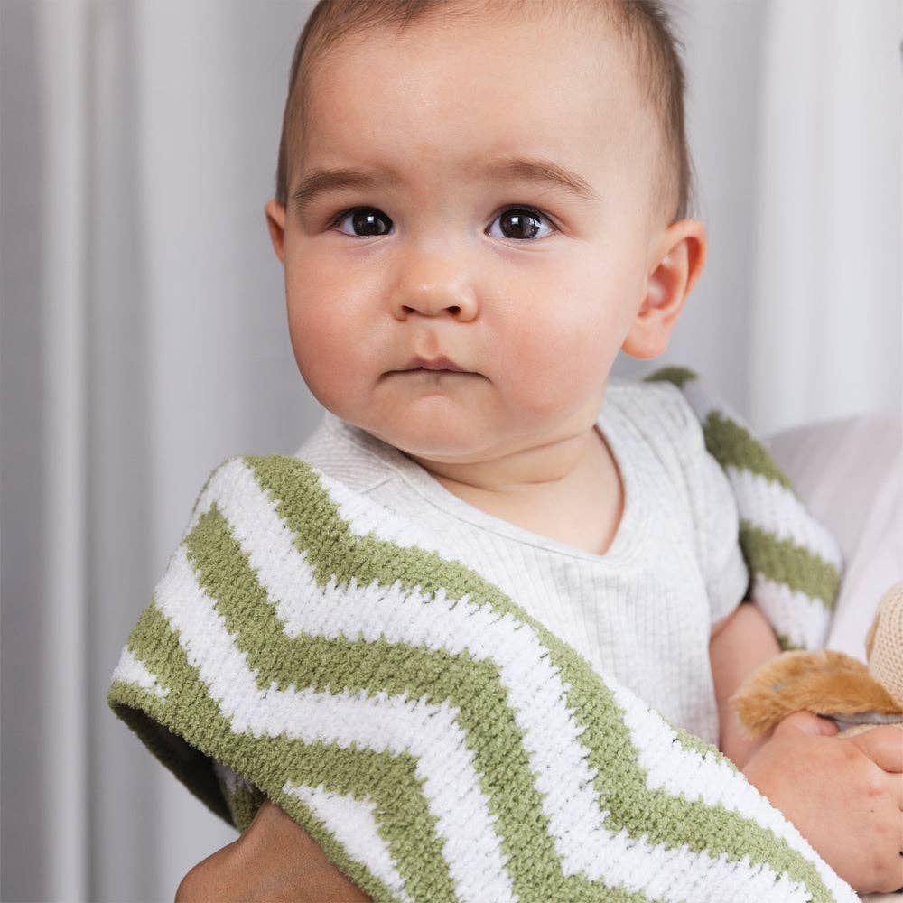 Chenille Blanket - Chevron Sage