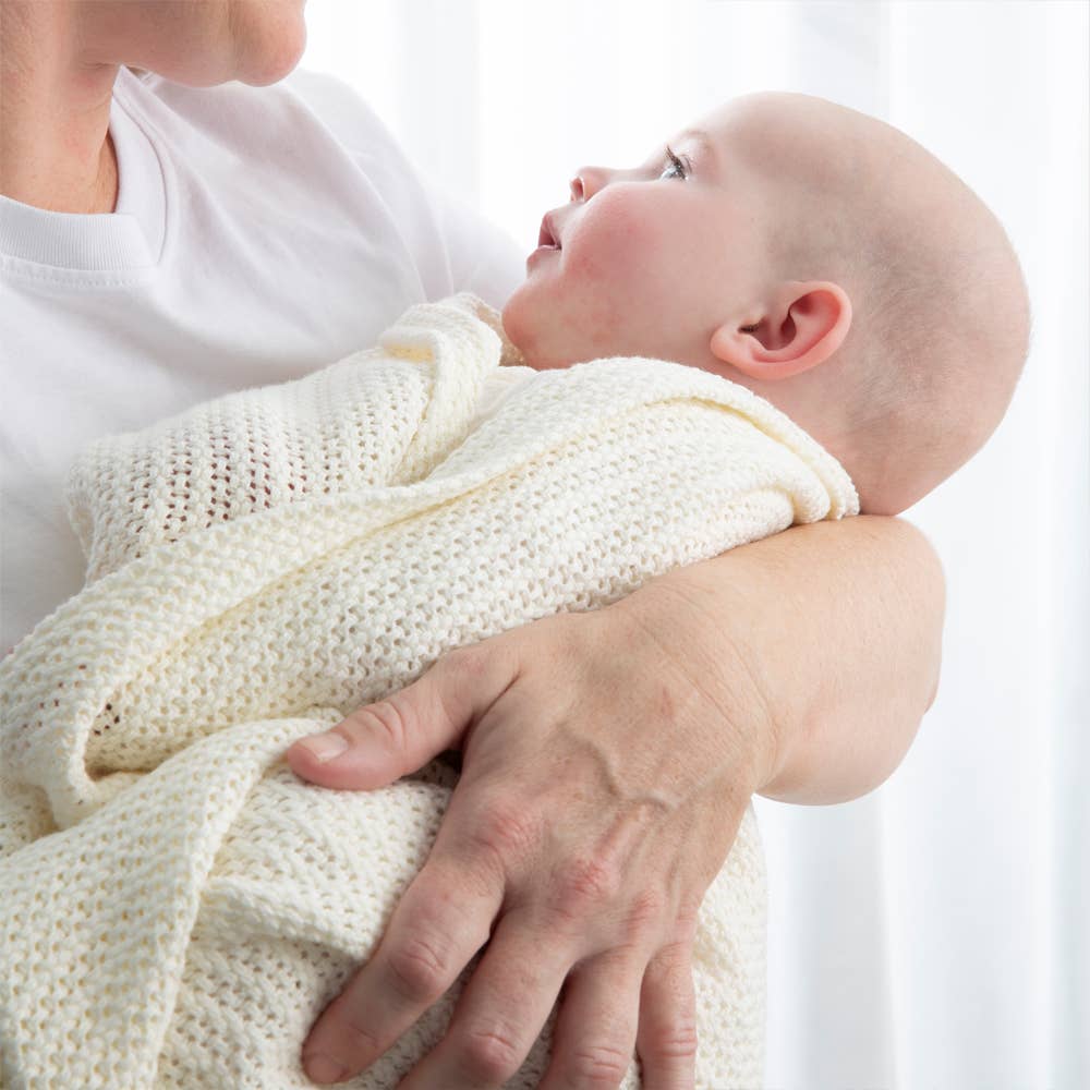 Bassinet Cotton Cellular Blanket - Natural White