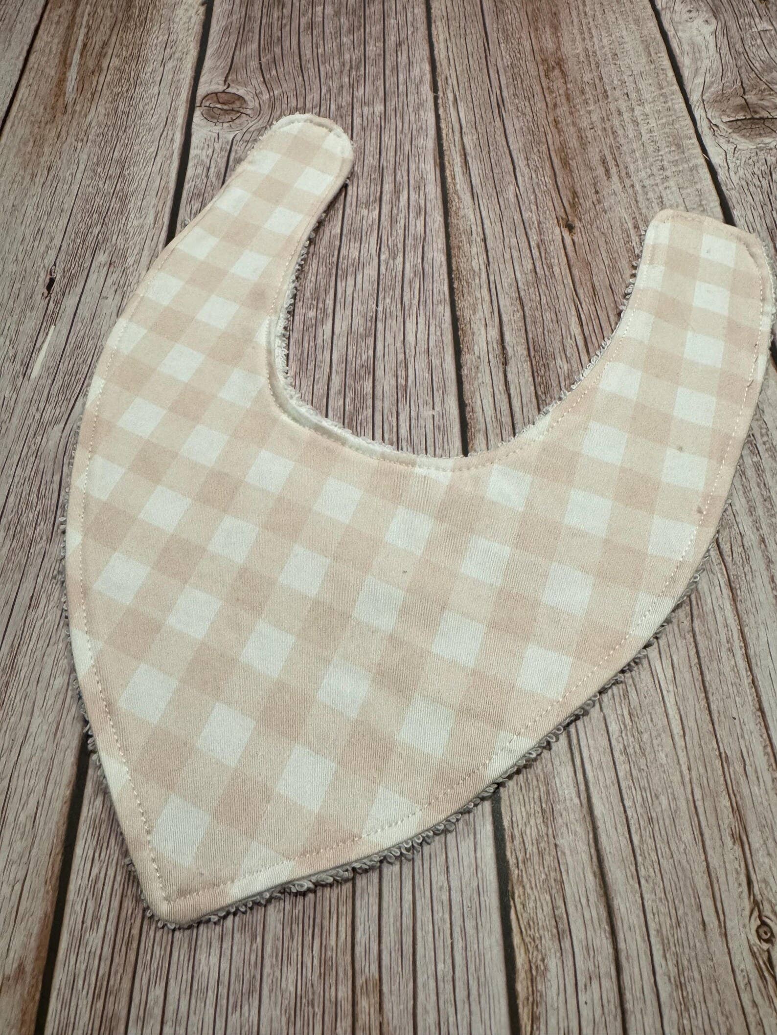 Pink gingham Handmade Dribble Bib