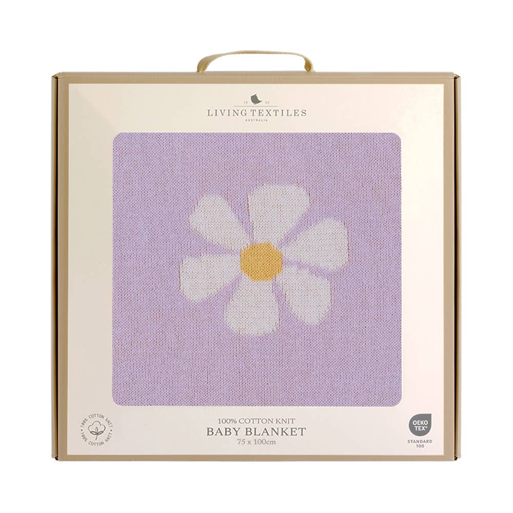 Pram Knitted Blanket - Lilac Daisy Dreams
