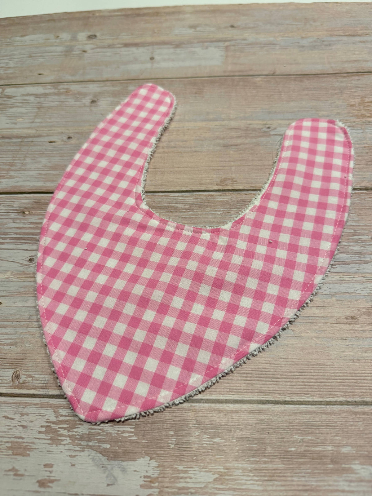 Pink Gingham Handmade Dribble Bib