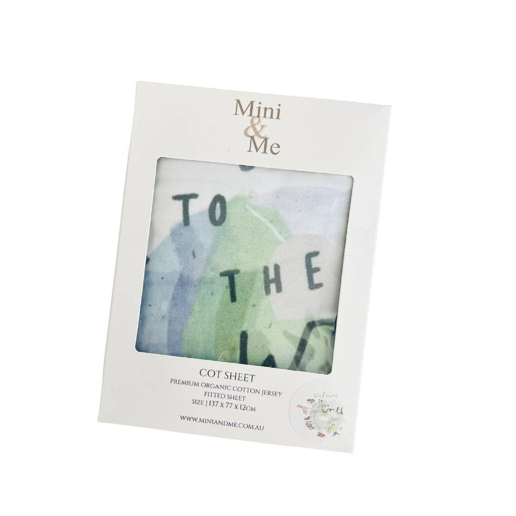 Mini & Me Cot Sheet Welcome to the World - Clearance