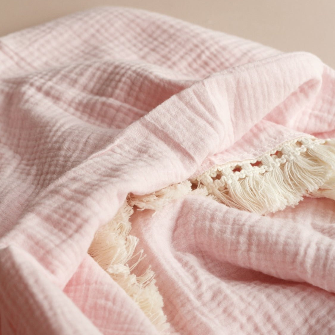 Rainey Fringe Swaddle- Pastel Pink