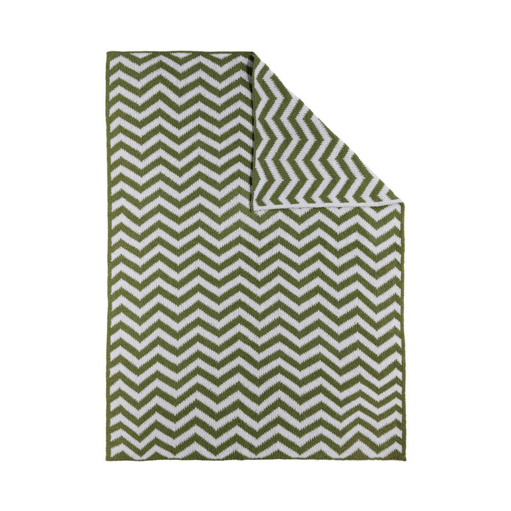 Chenille Blanket - Chevron Sage