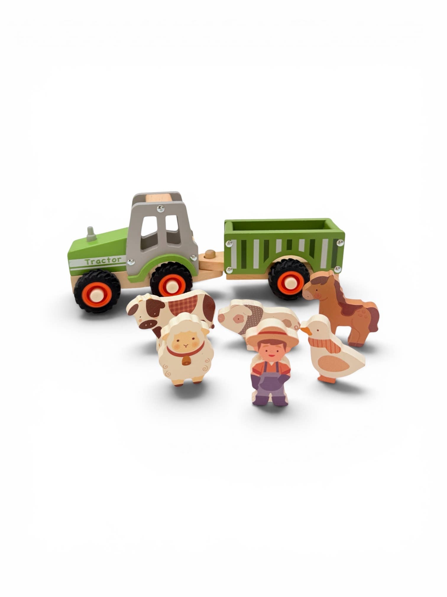Onya Kids Green Tractor with Farm Animals