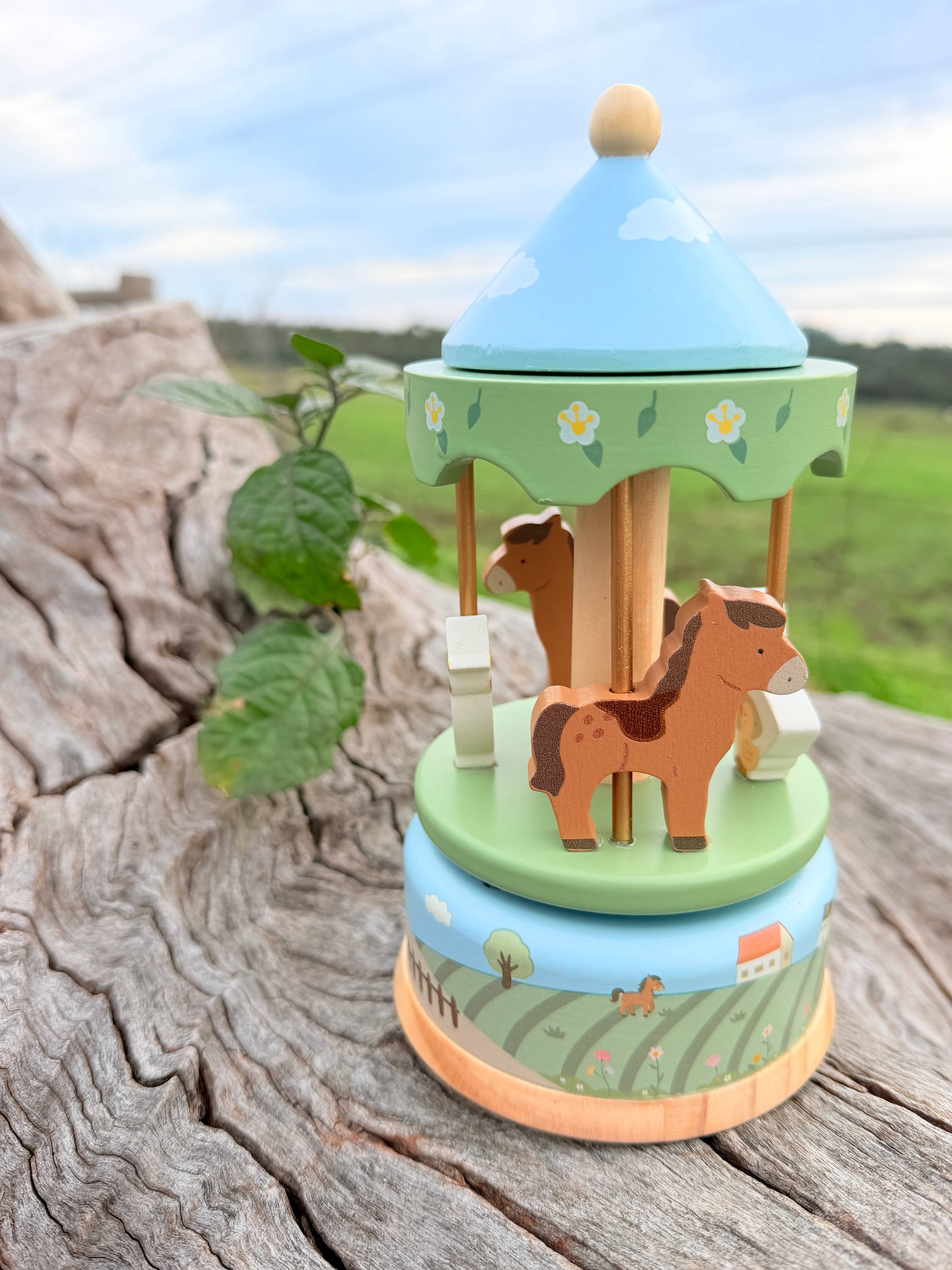 Onya Kids Wooden Farm Carousel Music Box