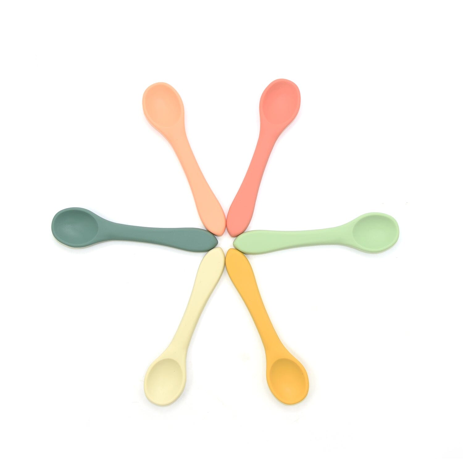 2-Pack Food Grade Silicone Baby Spoons in 6 Colors