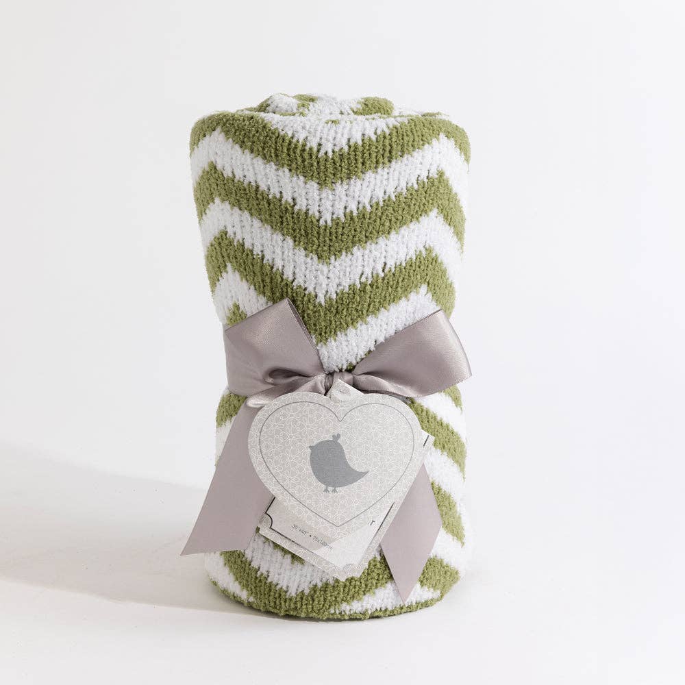 Chenille Blanket - Chevron Sage